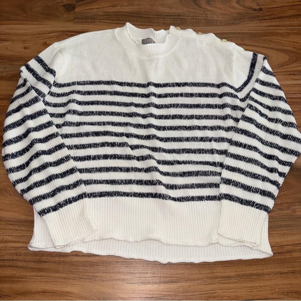 J. Crew Cream and Navy Knit Sweater